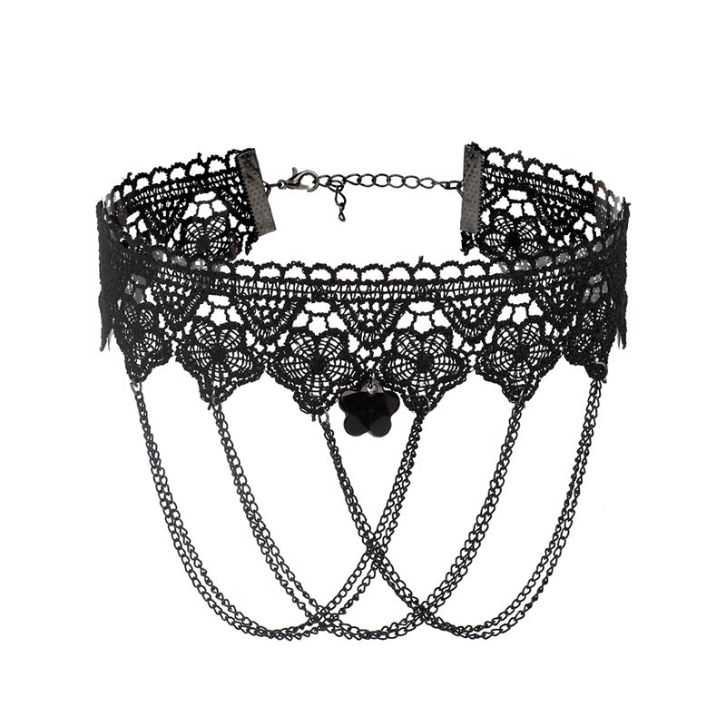 Wholesale Gothic Multilayer Tassel Lace Necklace